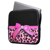 Pinkleoparddruckband-Bogengraphik Laptopschutzhülle (Vorderseite Links)