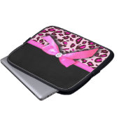 Pinkleoparddruckband-Bogengraphik Laptopschutzhülle (Vorne Knopf)