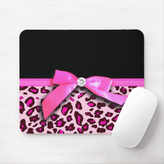Pinkleoparddruckband-Bogengraphik Mousepad (Mit Mouse)