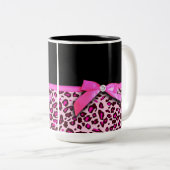 Pinkleoparddruckband-Bogengraphik Zweifarbige Tasse (VorderseiteRechts)