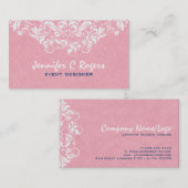 PinkLinen White Floral Lace Event Designer Visitenkarte (Vorne/Hinten)