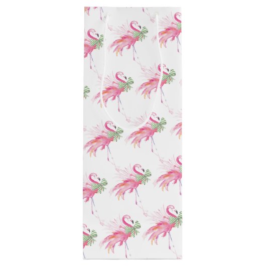 Pinkmas Flamingo Weihnachtswein Geschenktasche Geschenktüte Für Weinflaschen (Rückseite)