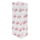 Pinkmas Flamingo Weihnachtswein Geschenktasche Geschenktüte Für Weinflaschen (Vorderseite Schrägansicht)