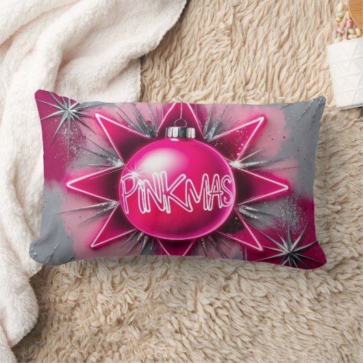 Pinkmas – Neon Holiday Pop Art Lendenkissen (Decke)
