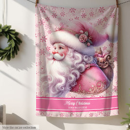 Pinkmas Personalisiert Girls Blanket Weihnachtsman Sherpadecke