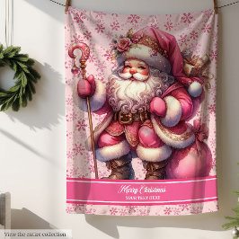 Pinkmas Santa Blanket Girls Personalisiert gemütli Sherpadecke