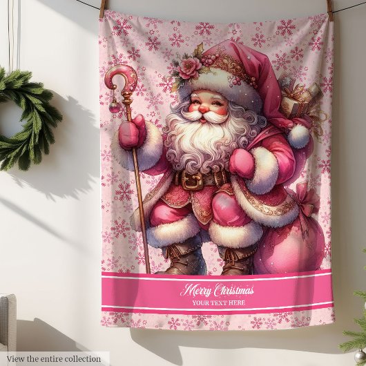 Pinkmas Santa Blanket Girls Personalisiert gemütli Sherpadecke