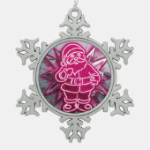 Pinkmas Santa – Neon Holiday Pop Art Schneeflocken Zinn-Ornament (Vorderseite)