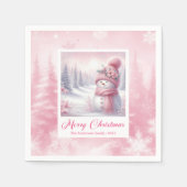 Pinkmas Snowman Christmas Scene Napkins Winter  Serviette (Vorderseite)