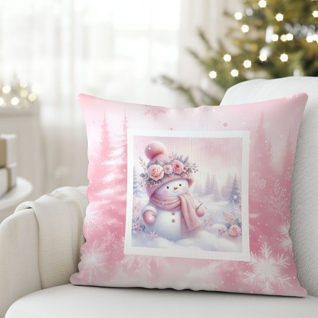 Pinkmas Snowman Forest Christmas Pillow Kids Gift Kissen (Pinkmas Snowman Forest Christmas Pillow Kids Gift)