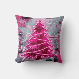 Pinkmas Tree – Bold Neon Holiday Art Kissen