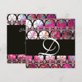 PINKMOTHER DES MONOGRAMM DER FRISCHEN DAMASK-KARNA EINLADUNG (Vorne/Hinten)