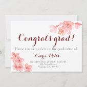 Pinkn Kirschblüte Abschluss Foto laden Einladung (Rückseite)