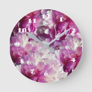 PinkPeonies,Inspiring Day Wall Clock Runde Wanduhr