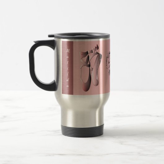 PinkPink Ballet Zehenschuhe mit Monogramm Reisebecher (Links)