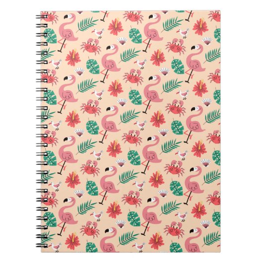 PinkPink Flamingo Sommer tropisches Muster-23123 Notizblock (Vorderseite)
