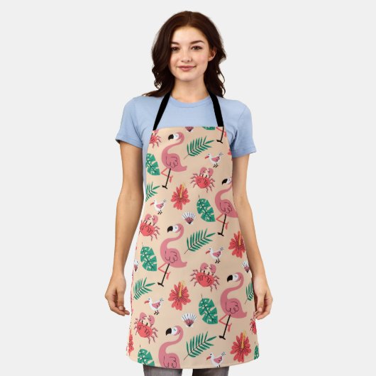 PinkPink Flamingo Sommer tropisches Muster-23123 Schürze (Getragen)