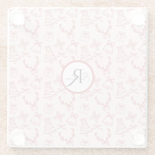 Pinkrosa-Monogramm Glasuntersetzer (Rückseite)