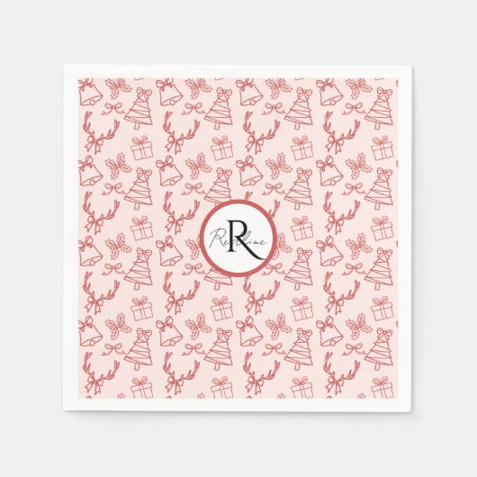 Pinkrosa-Monogramm Serviette (Vorderseite)
