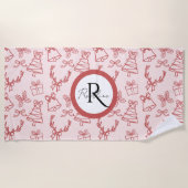 Pinkrosa-Monogramm Strandtuch (Vorderseite)