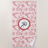 Pinkrosa-Monogramm Strandtuch (Vorderseite)