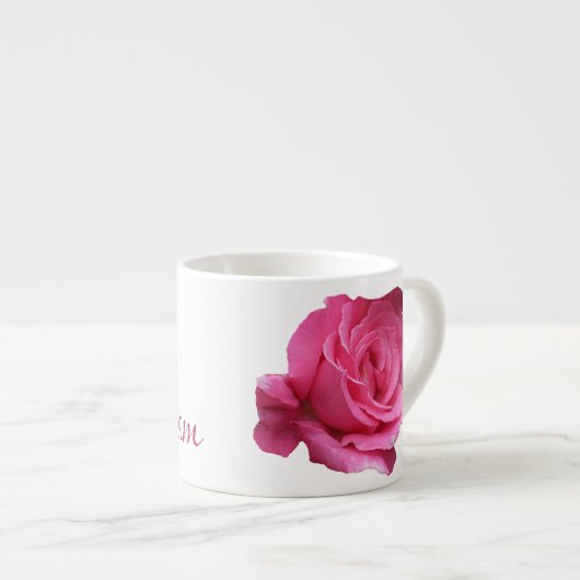 Pinkrosa Rosa Blütenblütenblüte Monogramm Miriam Espressotasse (Vorderseite Rechts)