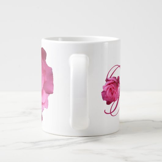 Pinkrosa Rosa Blütenblütenblüte Monogramm Miriam Jumbo-Tasse (Rückseite)