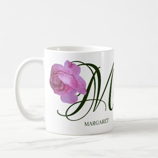 Pinkrosa Rosa Blütenschmuck mit dem passenden Marg Kaffeetasse (Links)