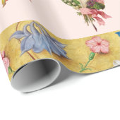 PINKROSEN, BLUME, GEFÜHLE, ANGELN UND HERZEN GESCHENKPAPIER (Rolleneckpunkt)