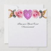 PINKROSEN, KUPIDLEITENDES BLUE WEDING MONOGRAM EINLADUNG (Rückseite)