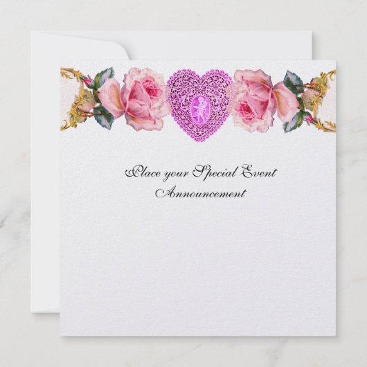 PINKROSEN, KUPIDLEITENDES BLUE WEDING MONOGRAM EINLADUNG (Rückseite)