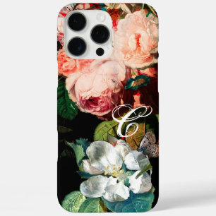 PINKROSEN, SCHALTFLÄCHE, BLUMENMONOGRAMM DER WEISS iPhone 16 PRO MAX HÜLLE