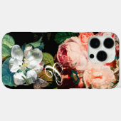 PINKROSEN, SCHALTFLÄCHE, BLUMENMONOGRAMM DER WEISS Case-Mate iPhone HÜLLE (Rückseite (Horizontal))