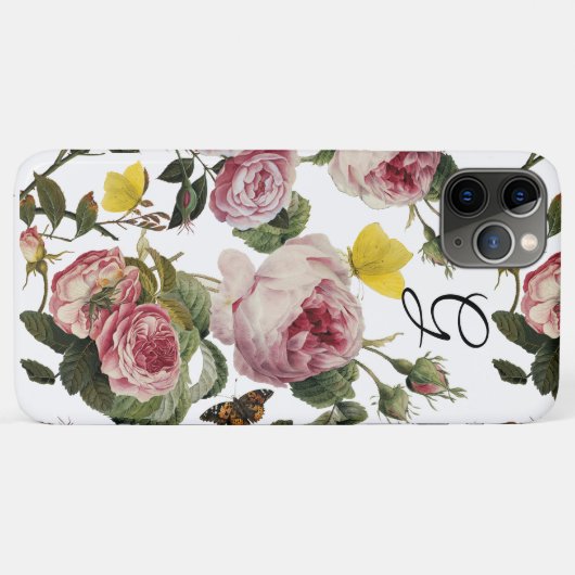 PINKROSEN, SCHALTFLÄCHEN, Monogramm aus weißer Blü Case-Mate iPhone Hülle (Rückseite (Horizontal))