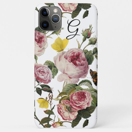 PINKROSEN, SCHALTFLÄCHEN, Monogramm aus weißer Blü Case-Mate iPhone Hülle (Rückseite)