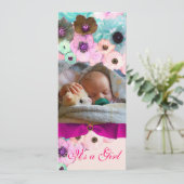 PINKROSEN UND BOW, BABYSHOWFOTOVORLAGE EINLADUNG (Stehend Vorderseite)