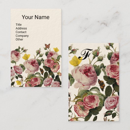 PINKROSEN UND GELBEN SCHALTFLÄDEN Weiße Blüte Visitenkarte (Vorne/Hinten)