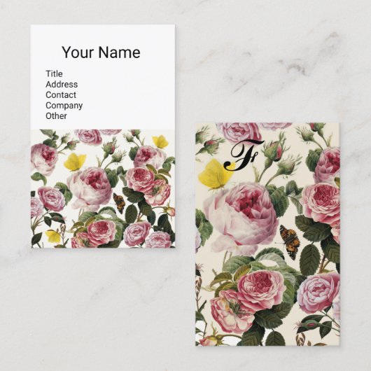 PINKROSEN UND GELBEN SCHALTFLÄDEN Weiße Blüte Visitenkarte (Vorne/Hinten)