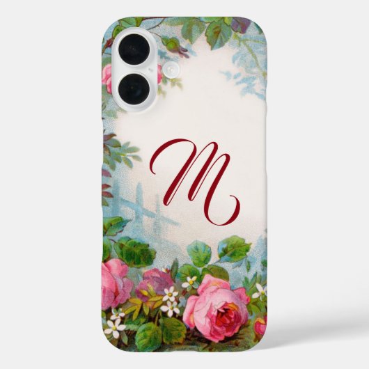 PINKROSEN UND JASMINE-FLORALMONOGRAMM Case-Mate iPhone HÜLLE (Rückseite)