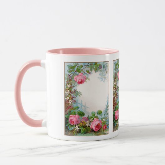 PINKROSEN UND JASMINE-FLORALMONOGRAMM TASSE (Links)