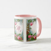 PINKROSEN UND JASMINE-FLORALMONOGRAMM TASSE (VorderseiteRechts)