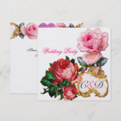 PINKROSEN UND SCHNITTLICHES HERZWÄSCHMONOGRAMM EINLADUNG (Vorne/Hinten)