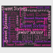 Pinks 16 . Geburtstag Word Jumble Geschenkpapier (Flach)