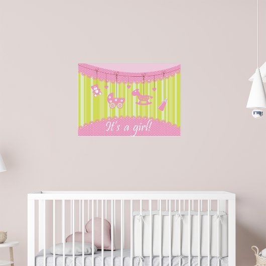 Pink's a Girl Baby Announcposter Poster