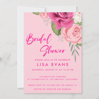 Pinks Aquarellfarben Rose Bridal Dusche Einladung