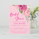 Pinks Aquarellfarben Rose Bridal Dusche Einladung (Stehend Vorderseite)