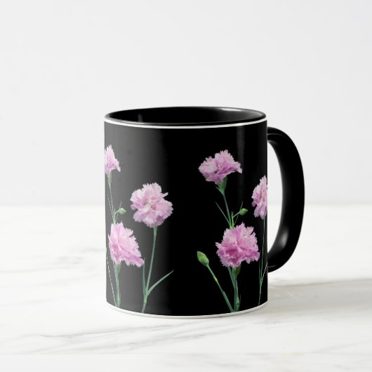 Pinks auf schwarz tasse (VorderseiteRechts)