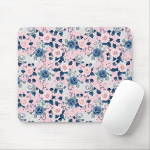 Pinks, Blues und graue Rose Mousepad