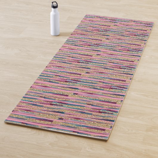 Pinks & Gold gestreifte Yogamattel - Stilvoll & oh Yogamatte (Beispiel)