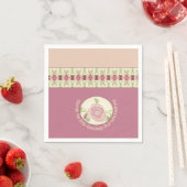 Pinks Grüntöne und Cremmuster Akzentuiert Serviette (Beispiel)